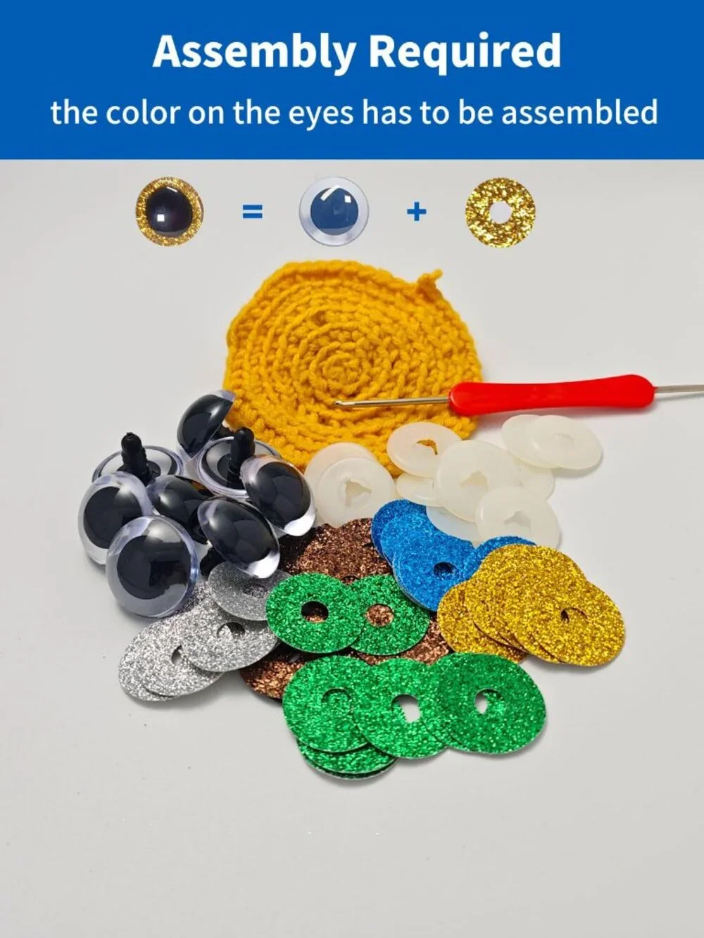 RuWfpz Glitter Safety Eyes for Crocheting Amigurumi 18-30mm - 4 Colors Stuffed C
